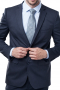 This classic men's pant suit is tailor made in a fine wool blend and cut in a slim fit, featuring satin notch lapels, single breasted button closures, and slash pockets. 