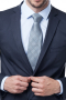 This classic men's pant suit is tailor made in a fine wool blend and cut in a slim fit, featuring satin notch lapels, single breasted button closures, and slash pockets. 