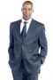 Striped Mens Dark Navy Bespoke Tailored