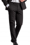 This sleek men's pant suit is tailor made in a fine wool blend featuring a single breasted button closure, satin peak lapels, and slash pockets. 