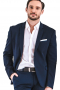 This men's pant suit is a classic choice for any formal occasion. It is tailor made in a fine wool blend and cut to a slim fit, featuring slash pockets and a single breasted button closure.