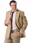 This khaki men's pant suit is tailor made in a fine wool blend and cut to a slim cut, featuring slash pockets and a double breasted button closure. 