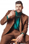 This brown retro inspired men's suit is tailor made in a fine wool blend and cut to a slim fit, featuring a single breasted, three button closure and notch lapels.