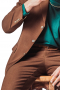 This brown retro inspired men's suit is tailor made in a fine wool blend and cut to a slim fit, featuring a single breasted, three button closure and notch lapels.