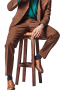 This brown retro inspired men's suit is tailor made in a fine wool blend and cut to a slim fit, featuring a single breasted, three button closure and notch lapels.