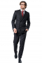 This men's pant suit is tailor made in a wool blend, cut to a slim fit. It is perfect for all formal occasions, featuring a double breasted closure, peak lapels, and slash pockets. 