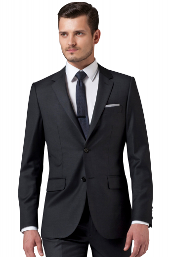 A custom hand tailored black men's suit set is tailor in a fine wool blend to fit you perfectly, cut to a slim fit and featuring slash pockets.