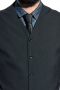 This black men's vest is tailor made in a wool blend, featuring a single breasted closure, v neck, and flapped lower pockets. 