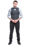 Mens Piped Pocket Bespoke Tailored Dark Grey Vest