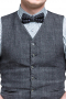 Mens Piped Pocket Bespoke Tailored Dark Grey Vest