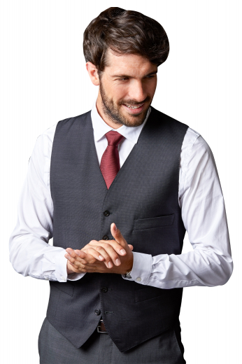 This men's vest is tailor made in a wool blend, featuring a single breasted closure and v neck. It is perfect for all special occasions. 