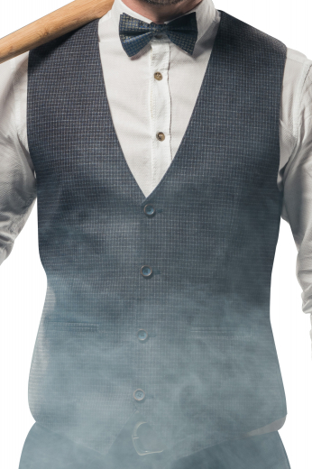 This slim cut men's vest is tailor made in a wool blend featuring a single breasted button closure. It features a v neck and flapped lower pockets, perfect for all occasions. 