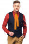 This men's slim cut vest is tailor made in a beautifully blended deep navy blue with intricate fine detailing, all in a single breasted button closure and a v neck, featuring a welt pocket. 