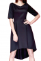 Womens Tailored Black Herringbone Slim Fit Dress