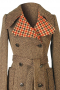 Womens Gingham Tailored Collar Coat