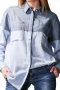 This women's slim cut blouse features an ainsley collar, rounded barrel cuffs, and matching buttons. The blouse has a contrast detailing, perfect for a casual weekend outfit. 