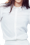 Women's custom tailored beautiful blouse intricately designed in a classic silhouette and color perfect for formal and casual outfits. This women's slim cut blouse is made to measure with an ainsley collar, rounded barrel cuffs, and a hidden button front.