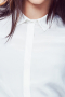 Women's custom tailored beautiful blouse intricately designed in a classic silhouette and color perfect for formal and casual outfits. This women's slim cut blouse is made to measure with an ainsley collar, rounded barrel cuffs, and a hidden button front.