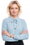 Slim Cut Custom Tailored Baby Blue V Neck Blouse