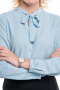 Slim Cut Custom Tailored Baby Blue V Neck Blouse