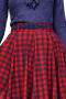 This retro inspired black and red plaid check panel women's gorgeous custom tailored midi skirt sits beautifully just past the knee, custom made and pleated in a beautiful gingham print with a concealed zipper. 