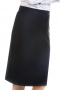 A flattering women's knee length custom tailored a line skirt. This women's a line skirt hits just at the knee, custom made in a beautiful wool blend with a horizontal front pocket and a back zipper. 