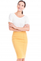 A beautiful made to measure women's bright yellow body con pencil skirt. This custom made yellow women's pencil skirt hits at the knee, creating the perfect modest but bold outfit to spice up your everyday work outfit. 