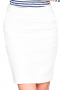 This knee length white pencil skirt is a perfect wardrobe staple for every working woman. It is custom made in a gorgeous wool blend with a back zipper.
