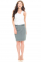 This women's pencil skirt is carefully made to measure in an exquisite wool blend, hitting just above the knee and featuring a center back vent.