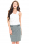 This women's pencil skirt is carefully made to measure in an exquisite wool blend, hitting just above the knee and featuring a center back vent.