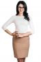 This classic camel pencil skirt features a center back vent and a zipper closure. It is custom made to fit you perfectly in a wool blend, lasting you for many years to come.