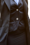 Try this carefully and beautifully custom made skirt suit with a modest center back vent and a classic single breasted closure in a classically sophisticated black. This comfortably cut skirt suit also features a classic pencil skirt that will beautifully flatter any figure