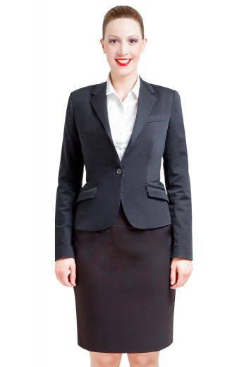 With a classic single breasted blazer and a knee length skirt, this suit is perfectly tailored to suit your style. This women's stylish custom hand tailored skirt suit will make a great addition to your formal wear collection and will look great for a day at the office, conferences, and other work related events.
