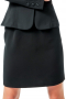 A hand tailored women's stylish and sophisticated black skirt suit. The skirt is delicately tailored to the perfect flattering silhouette sitting right above the knees. It features a single breasted jacket closure in classic A-line fit. 