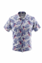  A stylish men's custom tailored short sleeve dress shirt intricately designed with beautiful blue and red watercolor woodpecker birds and indigo leaves. This men's made to measure dress shirt is great for a casual day out and also on vacation. This handstitched dress shirt will make a great addition to your collection.