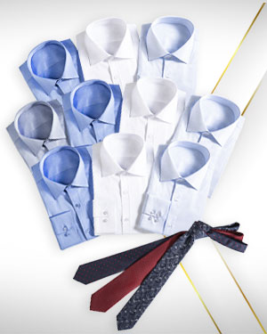 Discounted Wardrobe Filler - 10 Premium Dress Shirts and 3 Neckties for Men