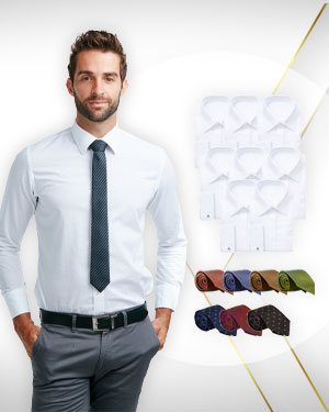 Nine Shirts for Men and Five sevenfold woven silk neckties from the Designer Brands Collections