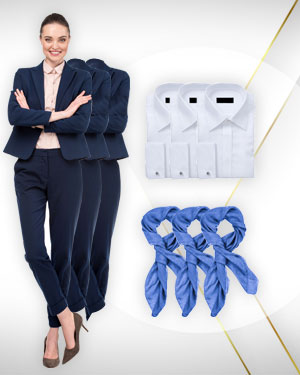 3 Womens Pants Suits, 3 Shirts and 3 Scarfs from our Classic Collections 