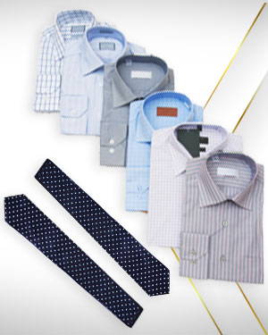 The Shirt Stack - 6 Cotton Shirts and 2 Neckties from Exclusive Collections