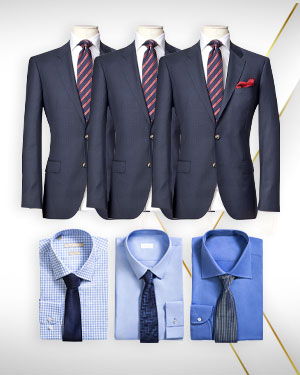 Power of Three - 3 Single Breasted Suits, 3 Cotton Shirts and 3 Neckties from our Exclusive Collections