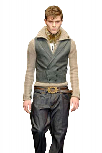 A slim cut, men's double-breasted vest with peak lapels and a low gorge. This classy metallic silver vest handmade from wool is adorned with six buttons, welt pockets, and an adjustable buckle in the back for customizable comfort.