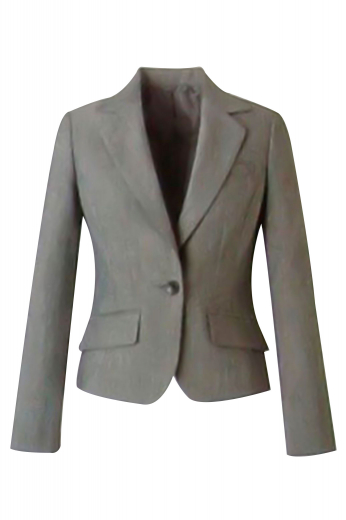 This breathtaking formal blazer in grey comes with two slanted lower pockets with flaps, hand moulded shoulders and a 2 ½ inch wide and pressed notch lapel. Fabricated with wool, this custom-made blazer stays wrinkle free and offers a one button front closure.