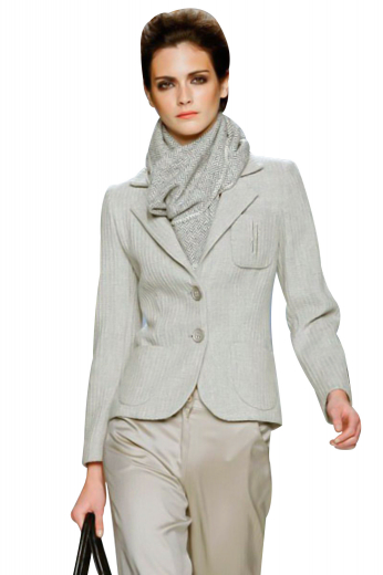 With impressive surgeons sleeves and neatly pressed notch lapels, these trendy semi-formal women jackets look splendid with custom suit pants and pencil skirts. Upper rounded pocket on the left and two rounded lower pockets splurge patch work. With two front buttons to close, you can get these off white blazers customized with crease free and wrinkle proof cotton, wool and or cashmere.