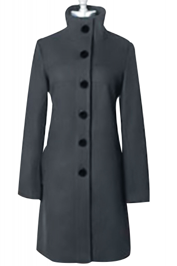 Stunning sleeves embroidery make these handmade overcoats trendy semi-formal options for stylish ladies. Dazzle in black in these black voguish coats that put on view wide turtleneck lapels. Six buttons for front closure, a tapered waist with empire silhouette, two lower welt pockets and a center vent make these trend setting coats a perfect option for formal evening parties.
