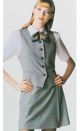 These slim cut gray vests are trendy office wears sporting a curved U neck. With five contrast front buttons in black, these vests put to view neatly piped lower and ticket pockets, overlapping each other. They have an angled V style front cut, 1 inch deep, with two stylish side vents. You can donn these handmade ravishing vests with squared front bottoms and low armholes over short sleeves custom shirts for a classy formal look.
