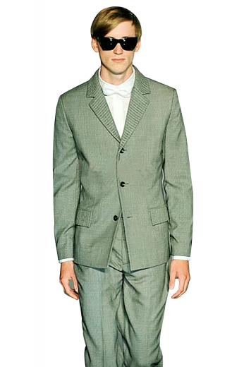 A tailor-made Italian gabardine suit perfect for any time of the year made up of a single breasted three button suit jacket and a pair of reverse pleat high waisted suit pants.