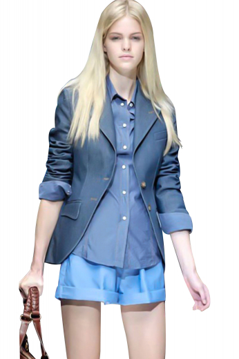 A curved front, wide notch lapels with straight edges, two front buttons and rolled up cuffs, make these mesmerising casual blazers trendy office wears for stylish ladies. Buttoned epaulettes on sleeves accompanied by upper welt pockets and lower pockets with cute flaps. Soft shoulder paddings offer comfort and tapered waist makes you look sexier.