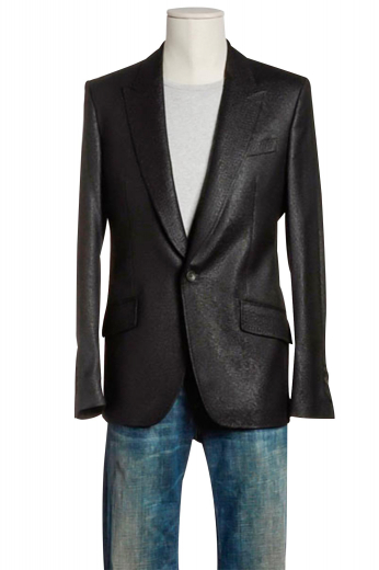 A hand-tailored slim cut single breasted one button men's jacket with exquisitely pressed lapels, an upper welt pocket, and lower slanted flap pockets. This hand-stitched jacket is great for both casual and formal events.