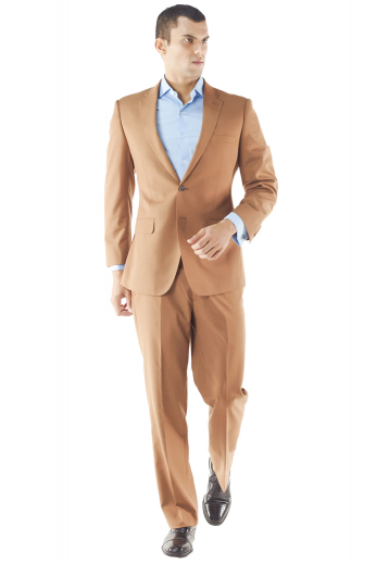 With its lightly padded shoulder and fitted jacket, this custom two piece suit embodies the best of updated tailoring. The two button looker features flap pockets, notch lapel, sous bras accompanying flat front with slash pockets.