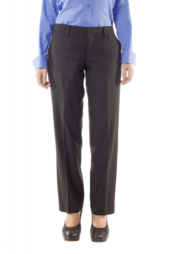 With comfortable two point buttons and zipper fly for front closure, these snug fit black pants sport on seam pockets, gorgeous hand sewn hems and cuffs and extended belt loops. They can be handmade with wrinkle free fabrics.